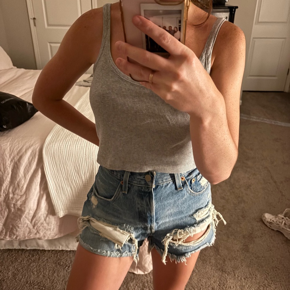 Vintage Levi’s 501 Distressed High Waisted Jean Shorts from Free People